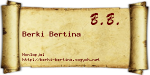 Berki Bertina névjegykártya